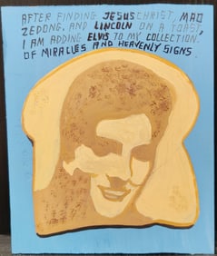 Javier Mayoral Outsider Art Titled Miracles & Signs Elvis on Toast