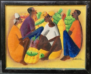 Laurent Casimir O/C Painting Haitian Fruit & Vegetable Market