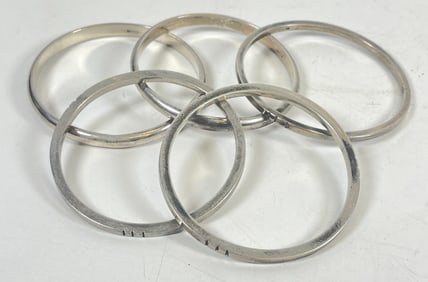 Lot of 5 Sterling Silver Bangle Bracelets