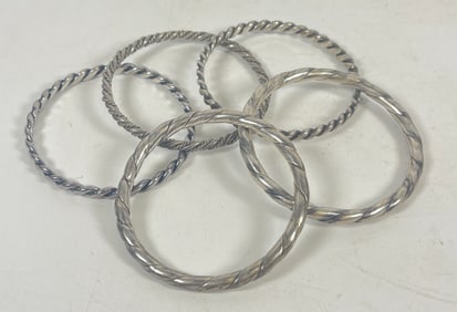 Lot of 5 Sterling Silver Bangle Bracelets