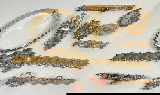Lot of Victorian Gold Filled Jewelry: Assorted jewelry, please see photos. Bracelet measures 7.5 inches long.