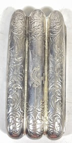c1910 Webster Company Sterling Silver Triple Cigar Case