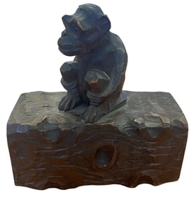 19th Century Black Forest Monkey on a Log