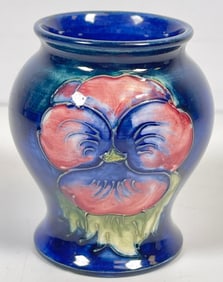 c1950 Moorcroft Cobalt Blue Ground Pansy Vase