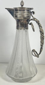 Victorian Cut Crystal & Silver Plate Claret Jug