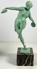 Deco Pierre La Faguays ‘Danseuse aux Cymbales’ Patinated Sculpture