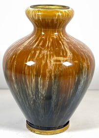c1920 Boch La Louviert Keramis Pottery Bronze Mounted Vase