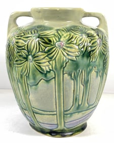 Roseville Vista Arts And Crafts Pottery Blue Green Vase 126-10