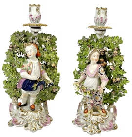Pair of Chelsea Bocage Spring Candlesticks "Boy and Girl"