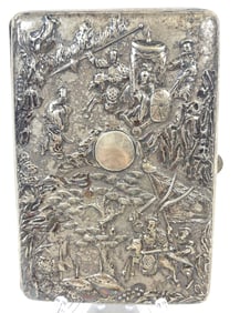 Antique Chinese Export Silver Cigarette / Card Case Luen Wo