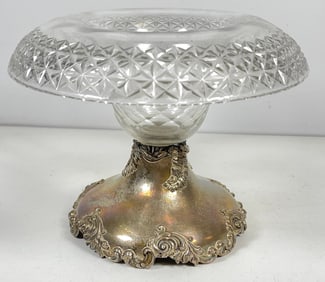 c1920s Cowell & Hubbard Sterling & Crystal Compote