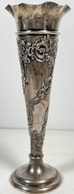 c1899 London English Sterling Silver Weighted Repousse Vase