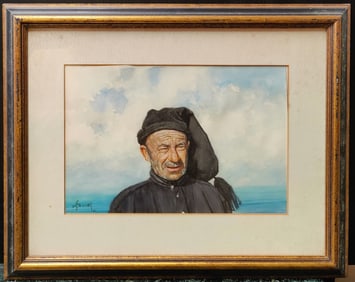 Louisa Fennell W/C Portrait Portuguese Sailor w/ Cigarette