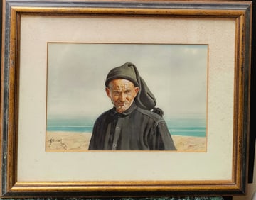 Louisa Fennell W/C Portrait Illustration of a Portuguese Sailor