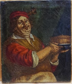 17th c. Italian School O/C Illustration Titled The Cook