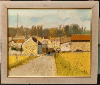 Gerard Passet O/C French Village Landscape Painting