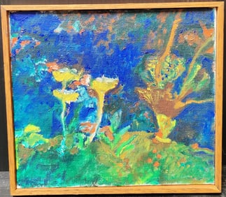 Alan Peters O/C Modernist Floral Landscape Painting