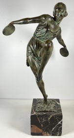 Deco Pierre La Faguays ‘Danseuse aux Cymbales’ Patinated Sculpture