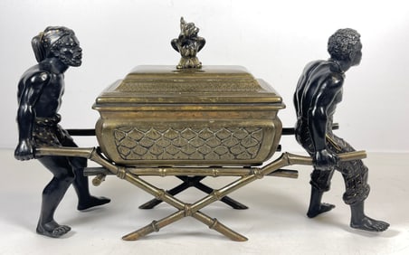 19th Century Austrian Cold Painted Orientalist Blackamoor Casket
