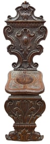 Antique Italian Carved Sgabello Oak Chair