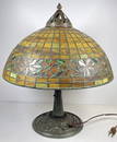 Unique Art Glass & Metal Co. Periwinkle Leaded Art Glass Table Lamo