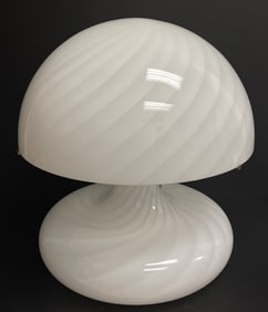 Large Mid Century Vetri Murano Swirl Glass Mushroom Lamp