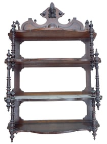 Victorian Walnut Jenny Lind Three Tier Hanging Shelf