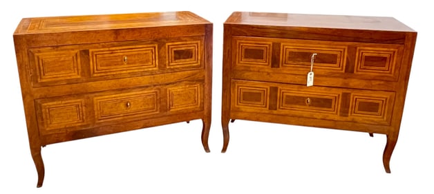 Pair Bennett Italian Handmade Walnut Commodes