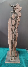 Sam Jagoda Iron & Carved Stone Abstract Sculpture
