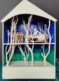 Judith Huf Surrealistic Illuminated Bedroom Diorama