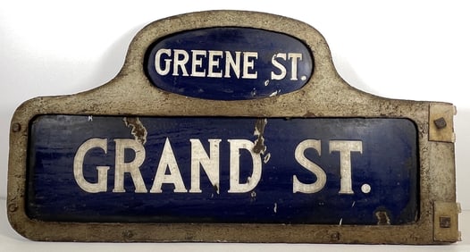 New York City Blue Humpback Street Sign with Steel Frame