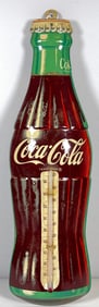 Embossed Coca Cola Bottle Metal Advertising Thermometer Donasco