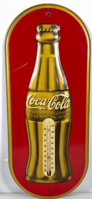 1936 Coca Cola Embossed Tin Advertising Thermometer Sign