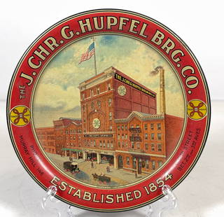 J. Chr. G. Hupfel Brewing Brewery Co Advertising Beer Tip Tray New York: J. Chr. G. Hupfel Brewing Co New York NY Brewery Pre Prohibition Advertising Beer Tip Tray. Overall excellent condition. Please see photos. Measures 5 inches in diameter.