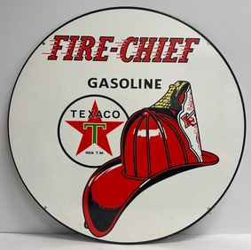 Vintage Porcelain Texaco Fire Chief Gasoline Sign