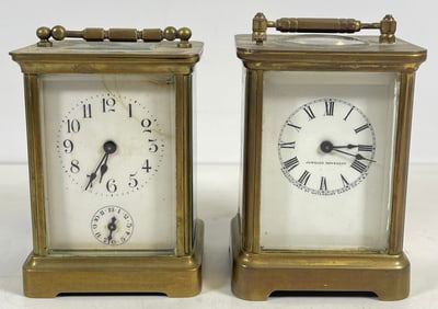 Lot of 2 Brass Carriage Clocks