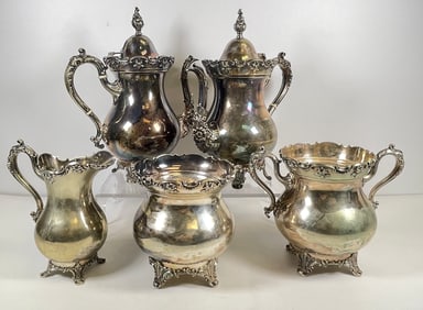 c1930 5 Piece Rogers Bros Mfg Co German Silver Tea Set