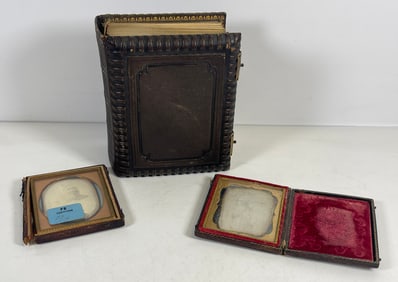 Civil War Era Photo Album w/ Photos & 2 Daguerreotypes