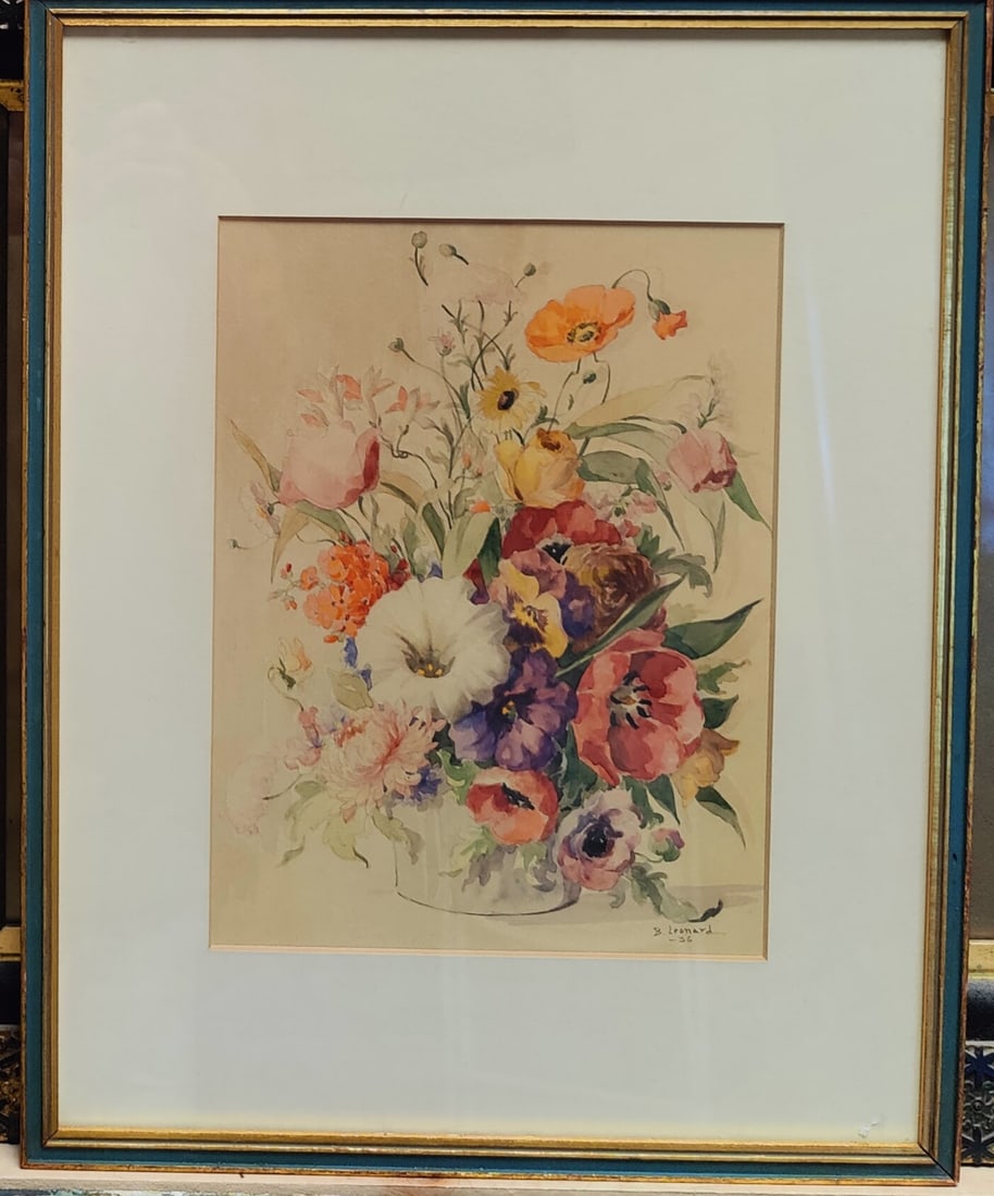 Beatrice Leonard Still Life Floral Vase of Flowers 1936
