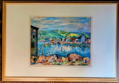 Nate Dunn Gouache Impressionist New England Harbor