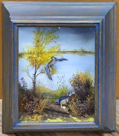 Runar Rodell Wood Ducks in Flight & Rest Diorama
