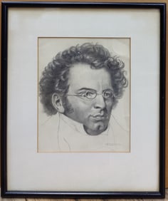 Endre Veszpremi Pencil Drawing Portrait, c. 1960s