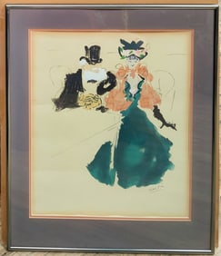 Marcel Vertes W/C Illustration Victorian Couple