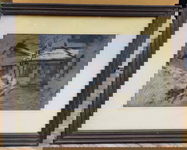 Laszlo Mednyanszky Architectural Snowy Pastel Landscape: Laszlo Mednyanszky (Slovakia, Hungary, Austria, 1852 - 1919) pastel work on paper c. 1910s. Very good condition and nicely period framed. Signed and Estate stamped lower right. A scarce work by the ar