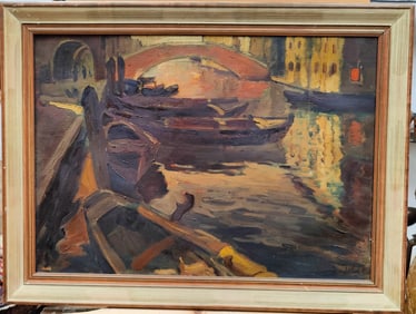Emil Lindenfeld O/C Canals of Chioggia, Venice, Italy