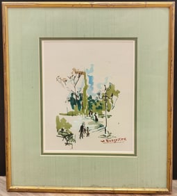 Maxim Bugzester W/C Expressionist City Park Landscape
