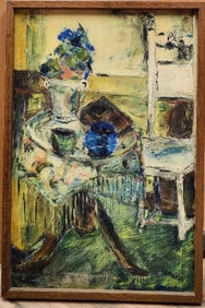 Perskie Signed O/C Expressionist Still Life Interior Painting