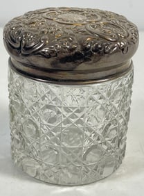 c1900 Birmingham Repousse Sterling & Crystal Scent Bottle