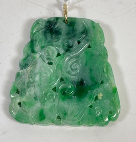Vintage Green Jade & 14k Gold Pendant