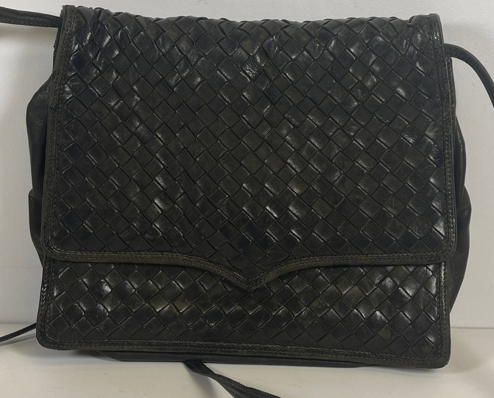 Bottega Veneta Black Woven Leather Shoulder Bag (1 of 6)